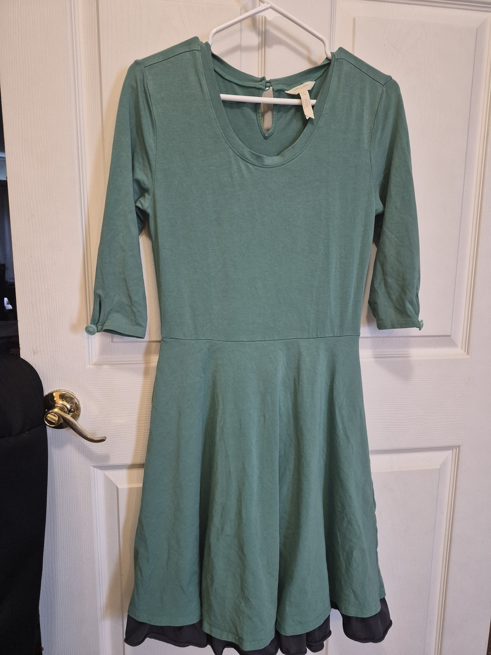 Kids Mint Green Fit-and-Flare Dress with 3/4 Sleeves